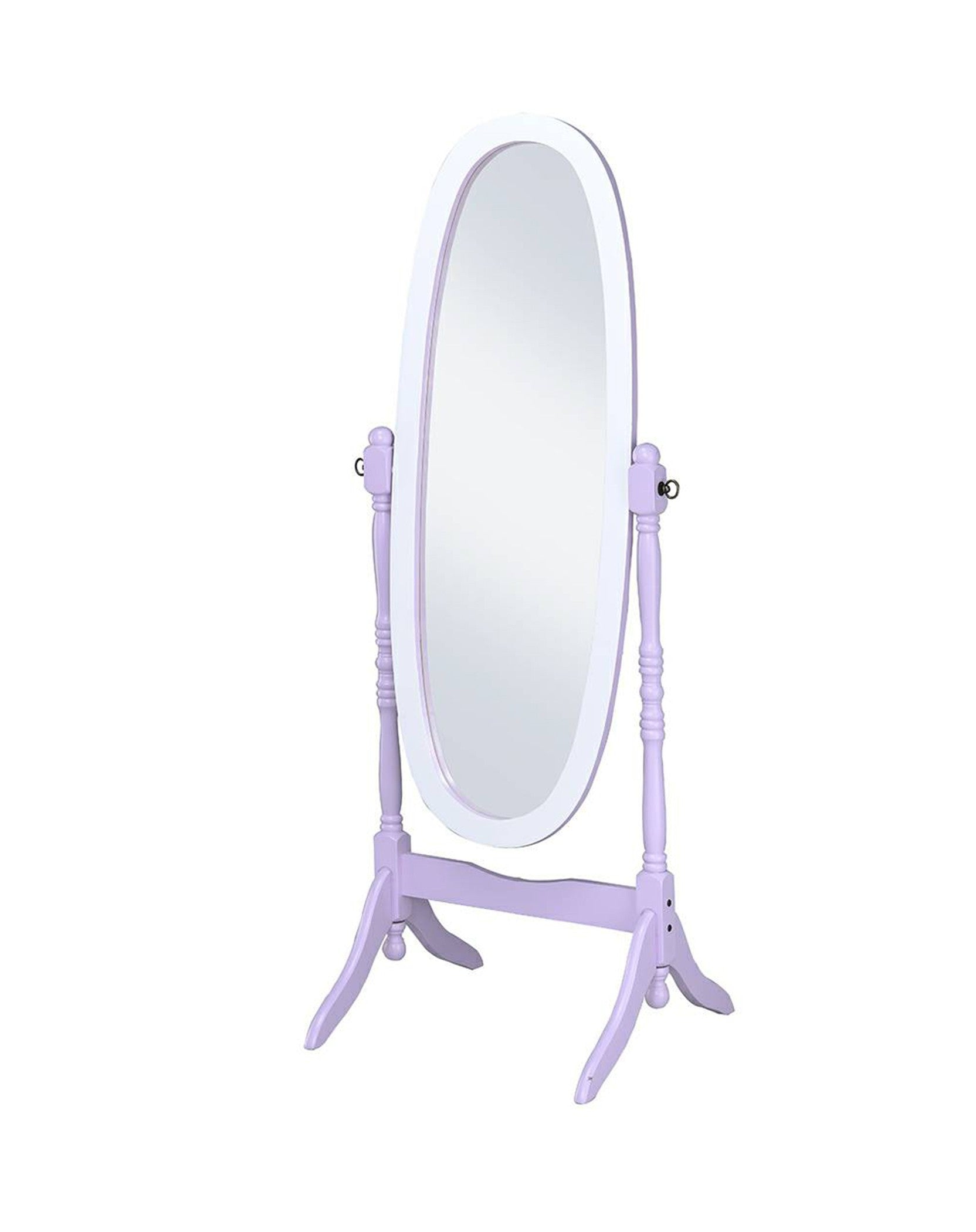 Pretty Pastel Blue and White Cheval Standing Oval Mirror By Homeroots | Mirrors | Modishstore - 6