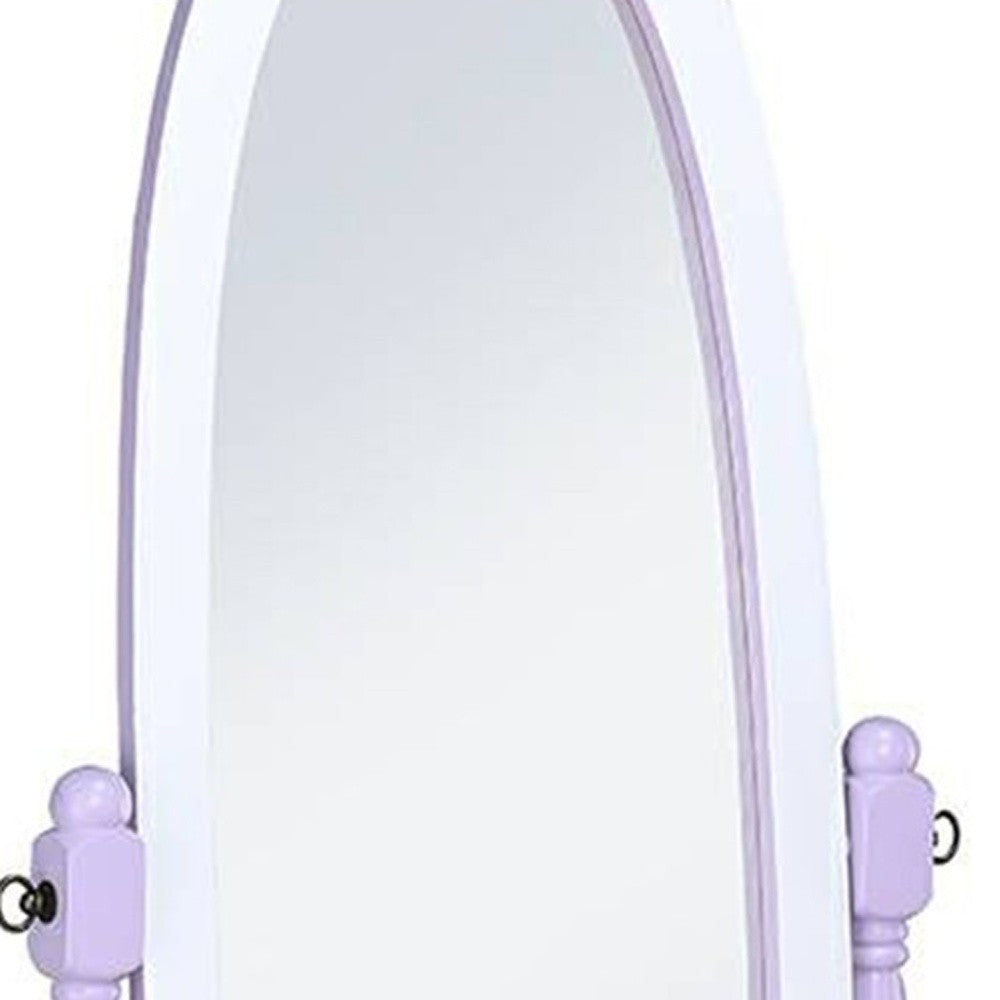 Pretty Pastel Blue and White Cheval Standing Oval Mirror By Homeroots | Mirrors | Modishstore - 8