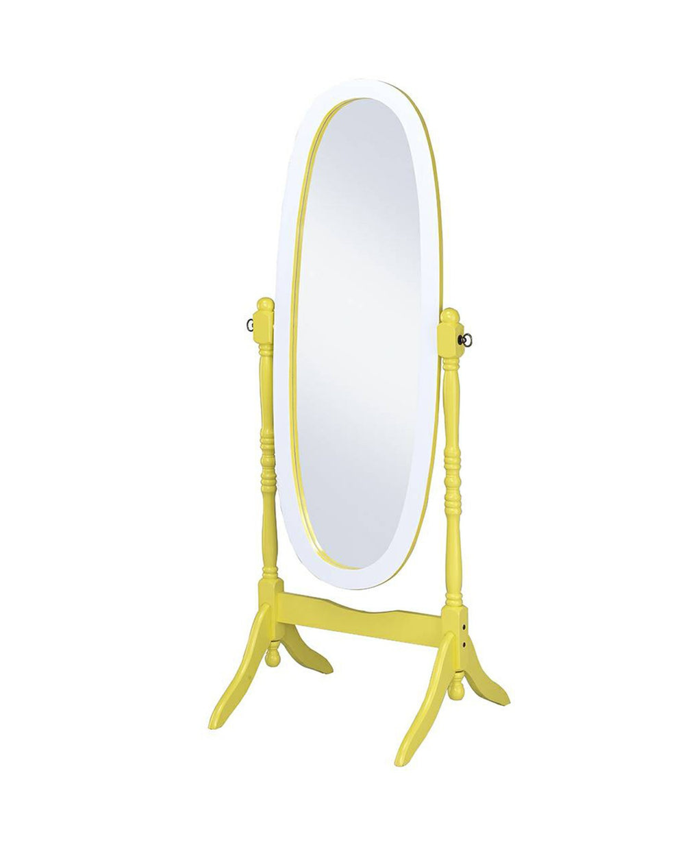 Pretty Pastel Blue and White Cheval Standing Oval Mirror By Homeroots | Mirrors | Modishstore - 10