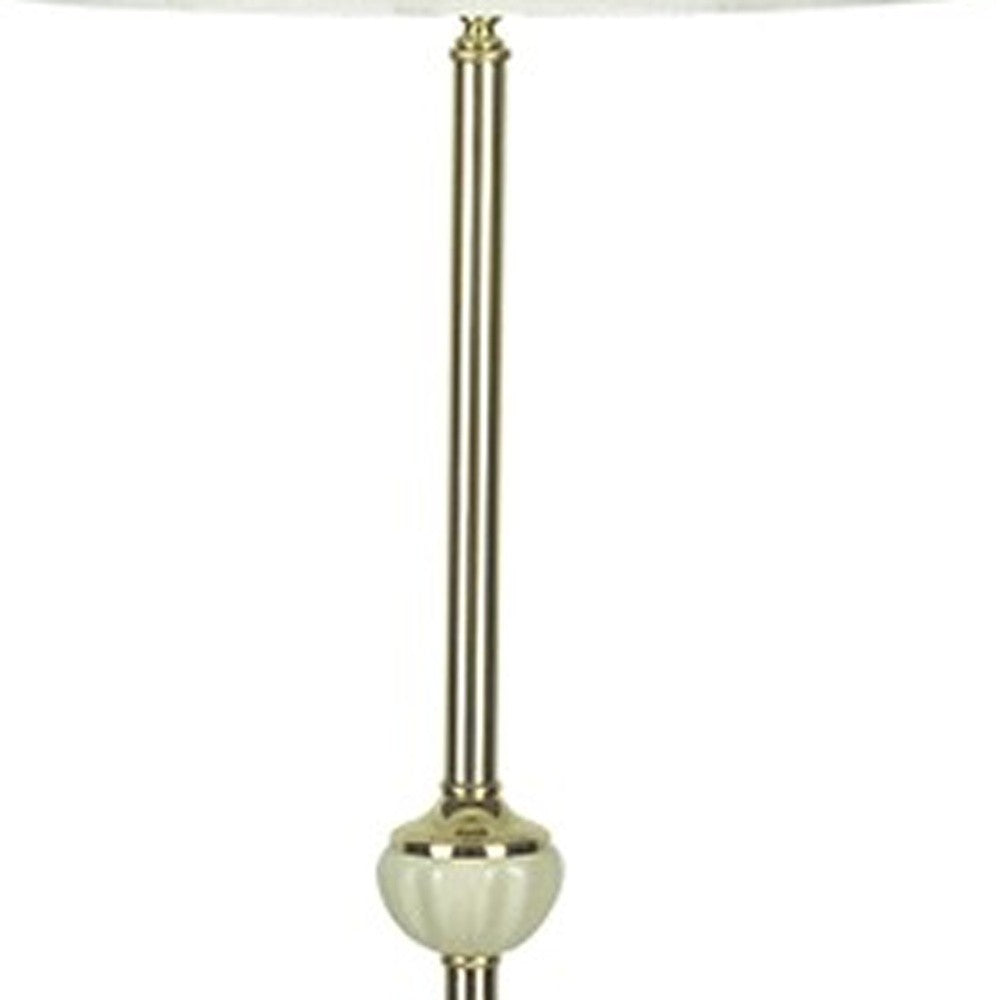 Gold and White Floor Lamp with Ceramic Accent By Homeroots | Floor Lamps | Modishstore - 3