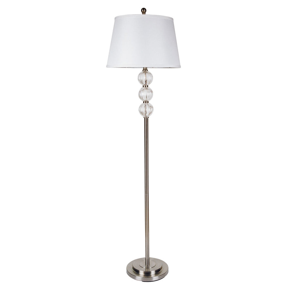 63" Nickel Traditional Shaped Floor Lamp With White Empire Shade By Homeroots | Floor Lamps | Modishstore - 2