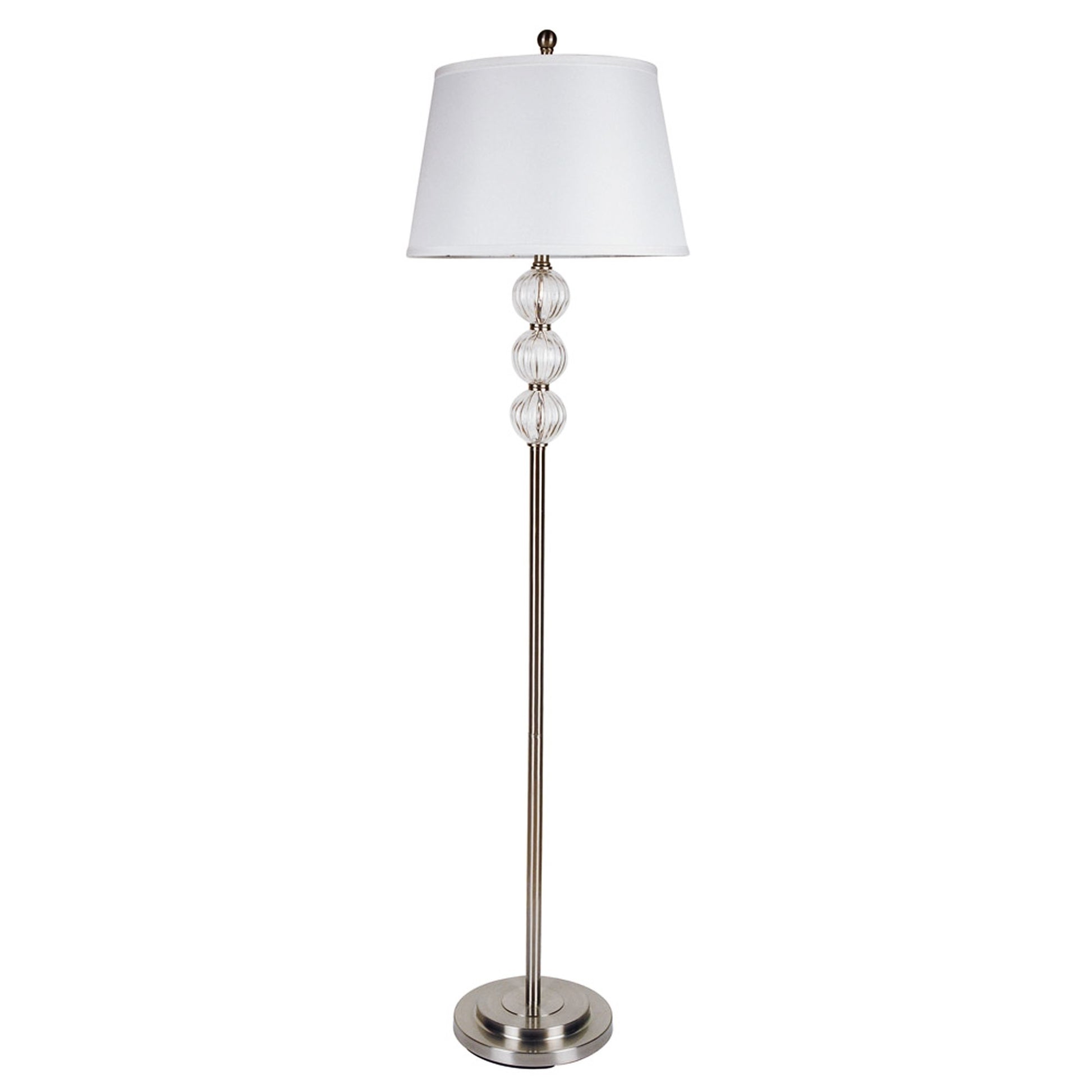 63" Nickel Traditional Shaped Floor Lamp With White Empire Shade By Homeroots | Floor Lamps | Modishstore - 2