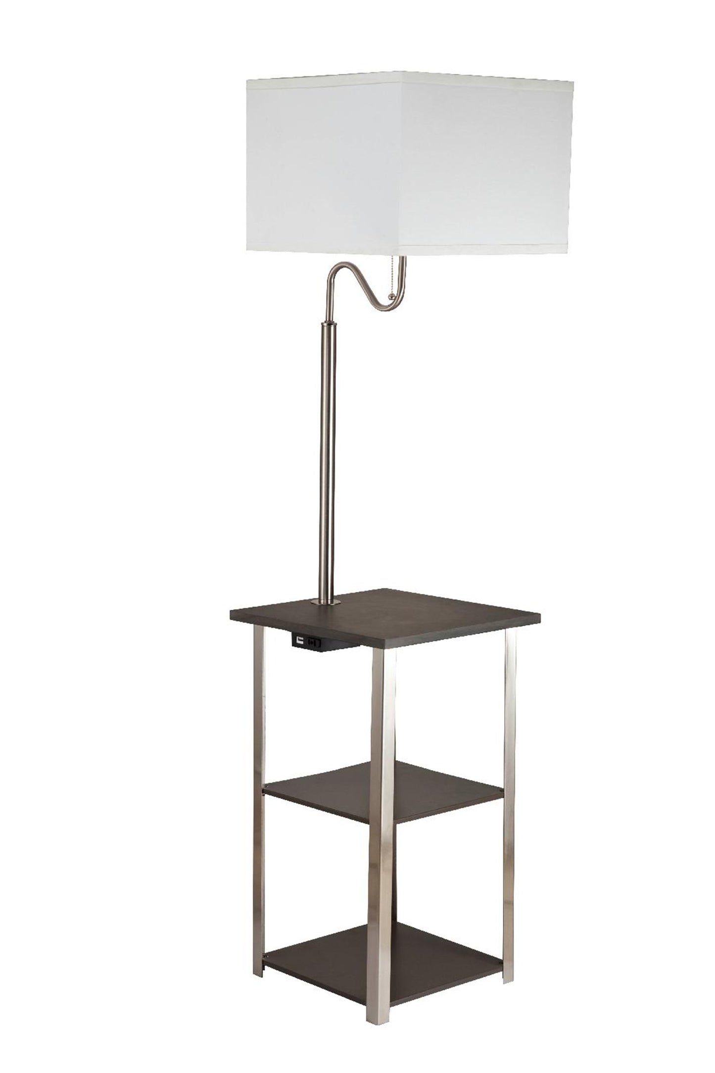 58" Steel Tray Table Floor Lamp With White Square Shade By Homeroots | Floor Lamps | Modishstore
