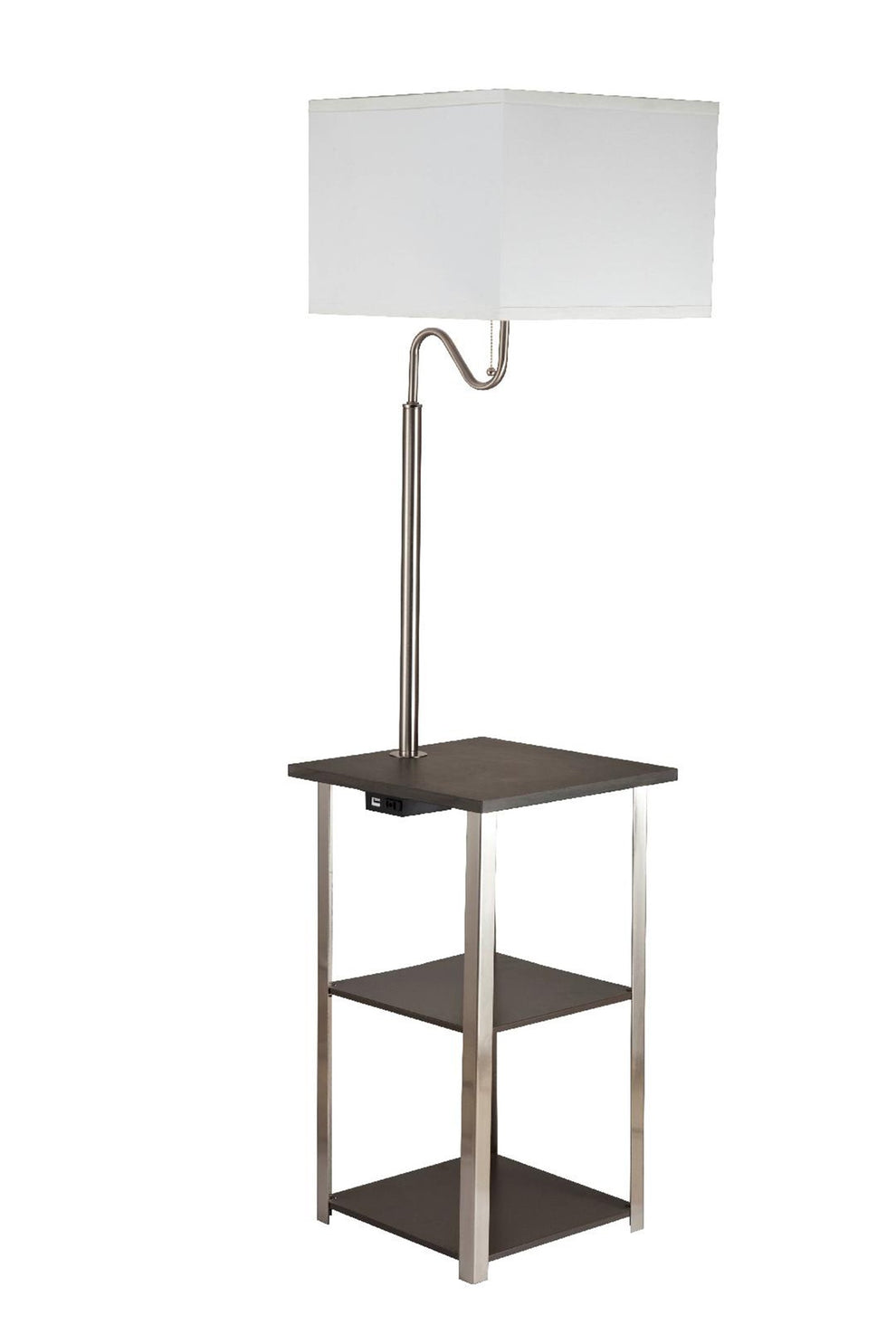 58" Steel Tray Table Floor Lamp With White Square Shade By Homeroots | Floor Lamps | Modishstore - 3