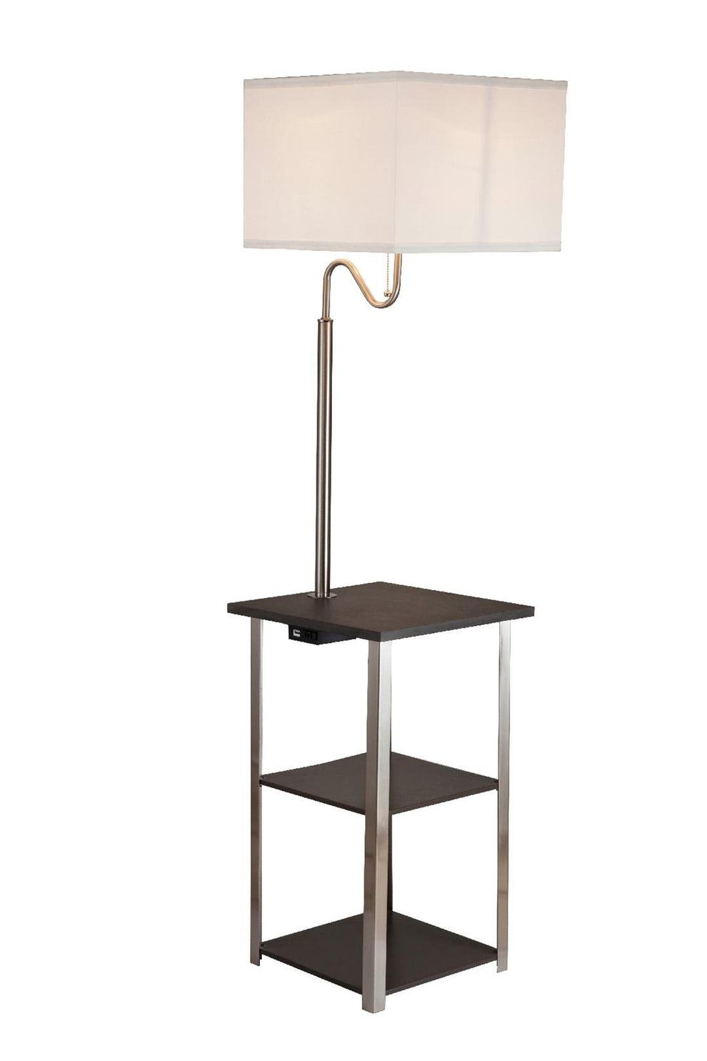 58" Steel Tray Table Floor Lamp With White Square Shade By Homeroots | Floor Lamps | Modishstore - 4