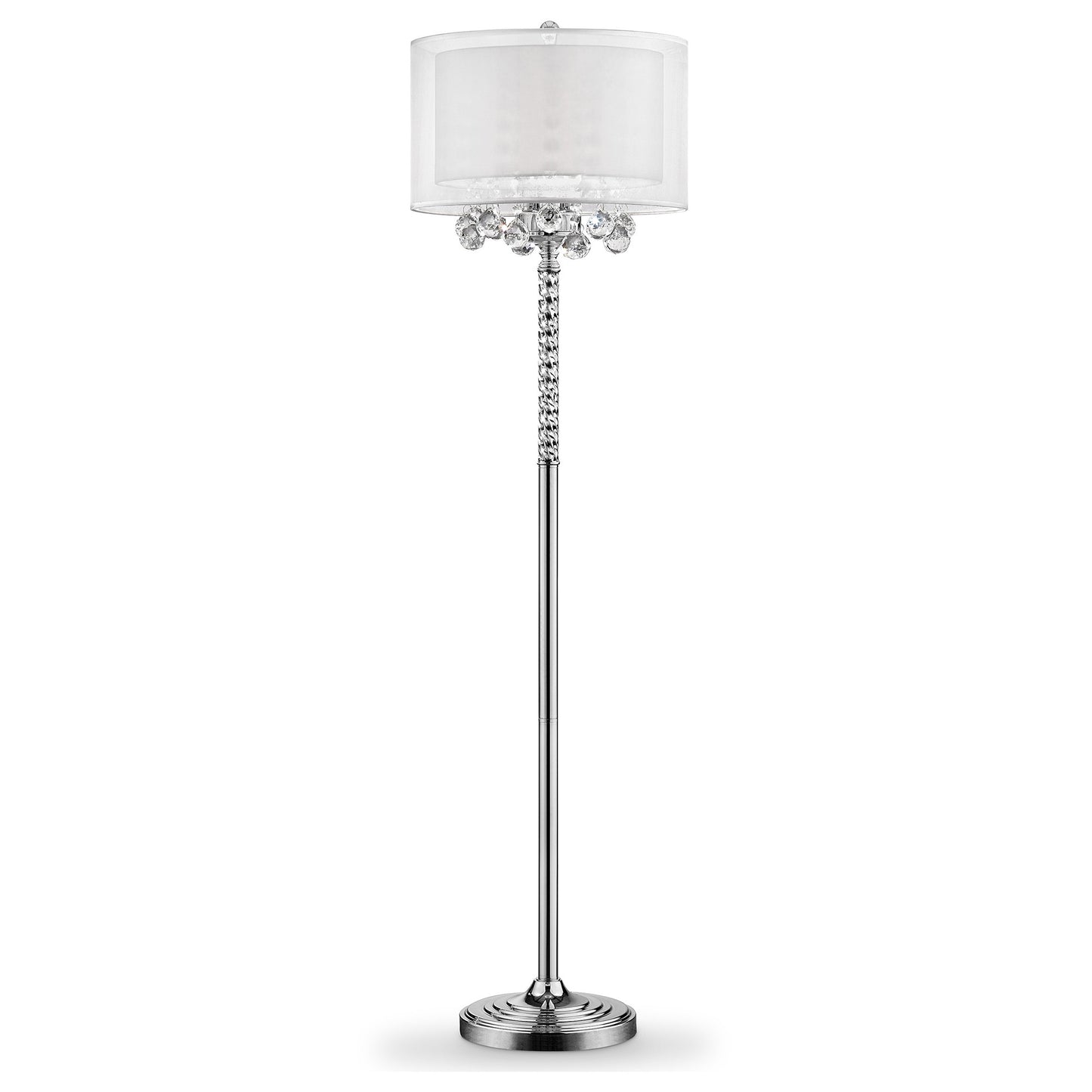 Chic Silver Floor Lamp with Crystal Accents and Silver Shade By Homeroots | Floor Lamps | Modishstore - 2