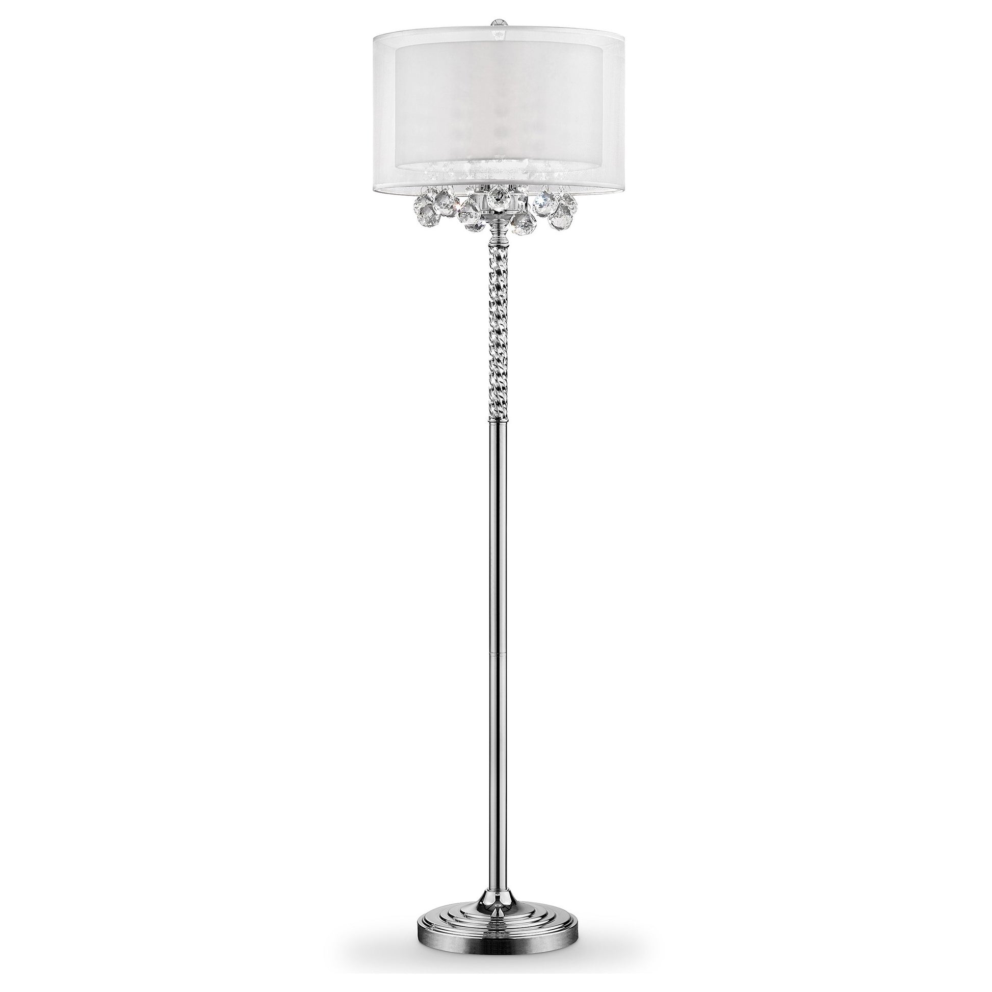 Chic Silver Floor Lamp with Crystal Accents and Silver Shade By Homeroots | Floor Lamps | Modishstore - 2