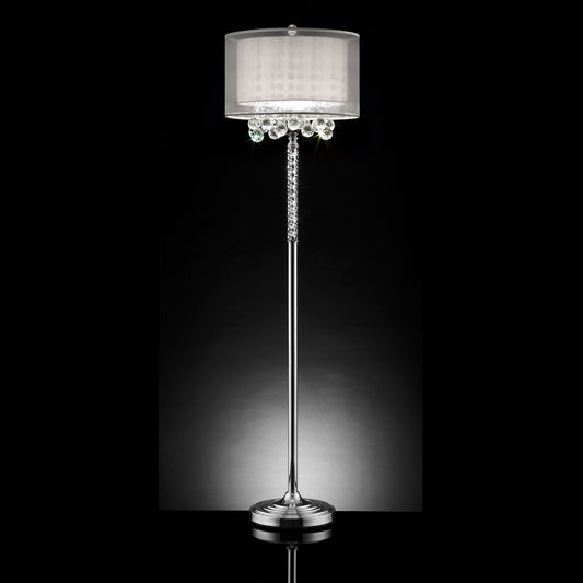 Chic Silver Floor Lamp with Crystal Accents and Silver Shade By Homeroots | Floor Lamps | Modishstore - 2