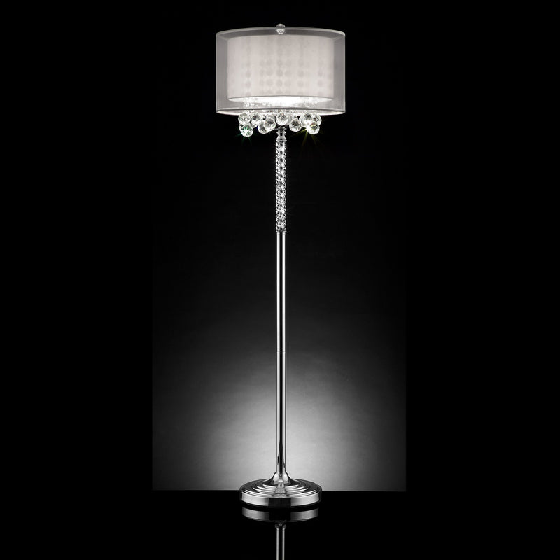 Chic Silver Floor Lamp with Crystal Accents and Silver Shade By Homeroots | Floor Lamps | Modishstore