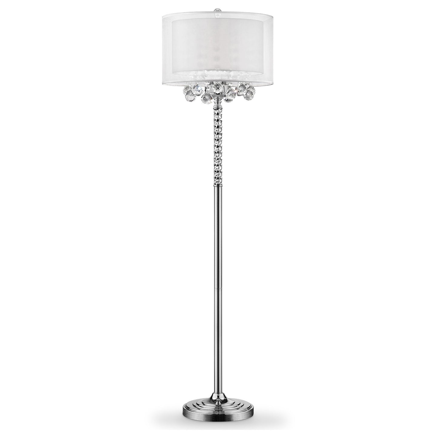 Chic Silver Floor Lamp with Crystal Accents and Silver Shade By Homeroots | Floor Lamps | Modishstore - 4