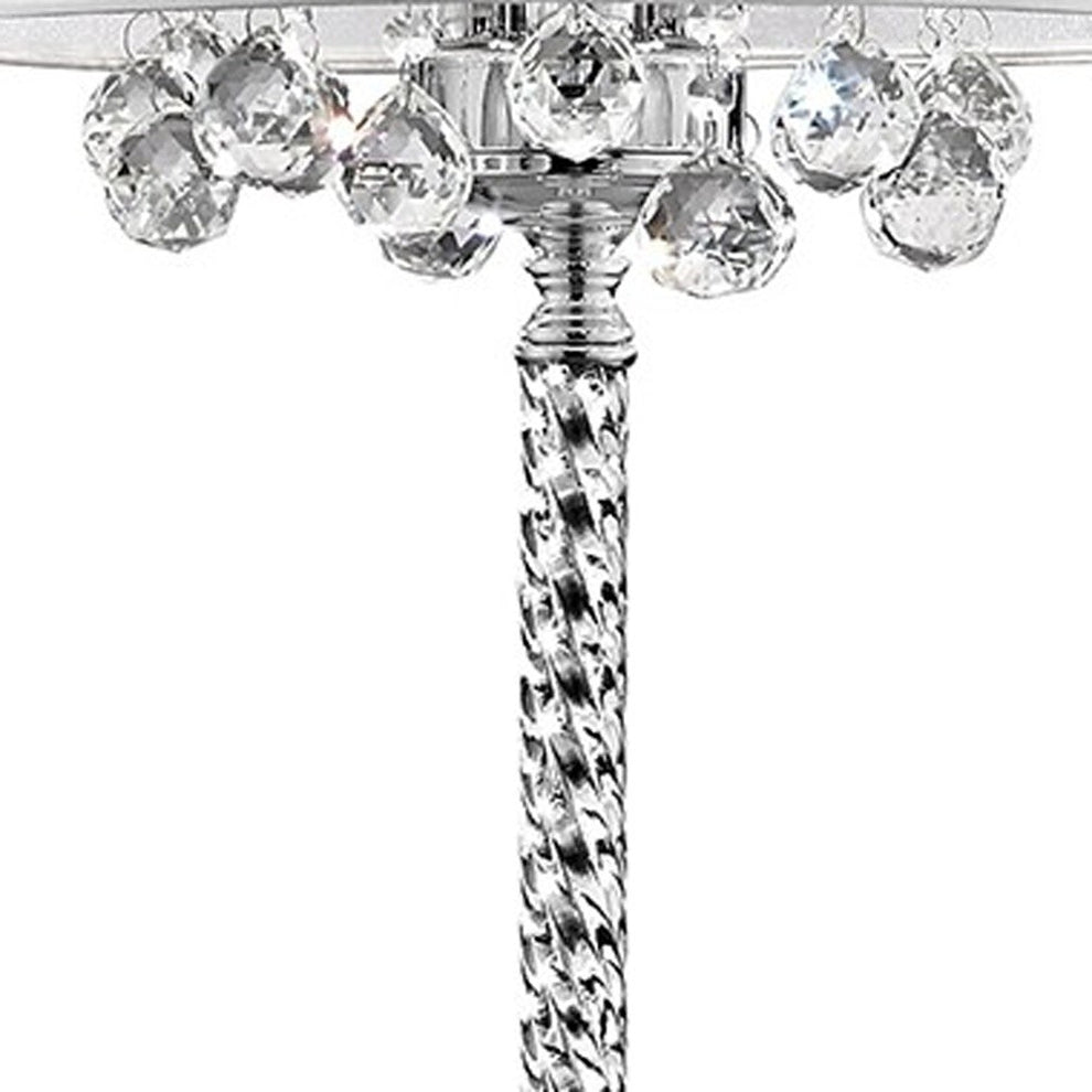 Chic Silver Floor Lamp with Crystal Accents and Silver Shade By Homeroots | Floor Lamps | Modishstore - 5