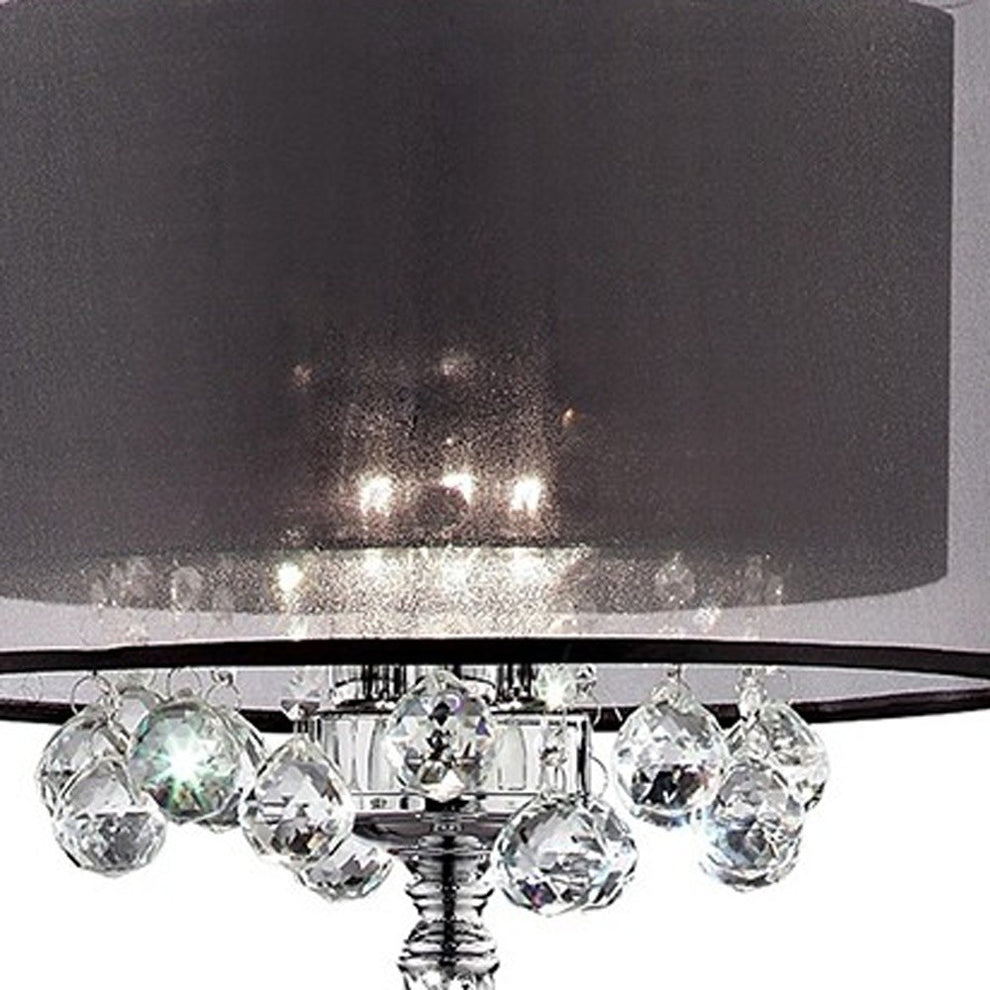 Contempo Silver Floor Lamp with Black Shade and Crystal Accents By Homeroots | Floor Lamps | Modishstore - 6