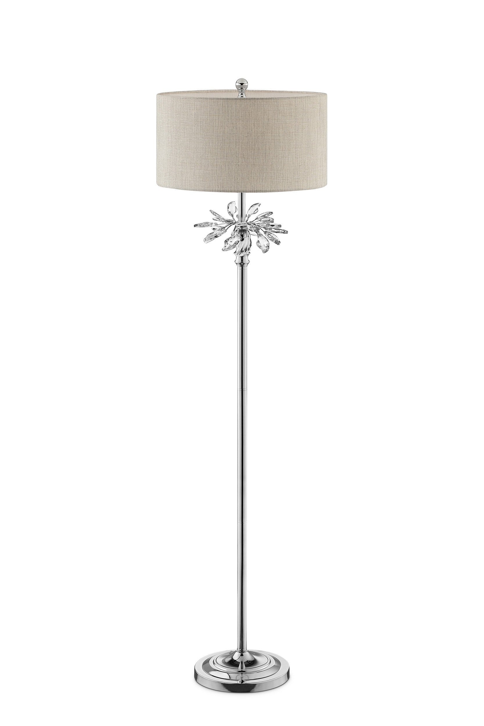 Silver Chrome Tall Floor Lamp with Starburst Crystals By Homeroots | Floor Lamps | Modishstore - 3