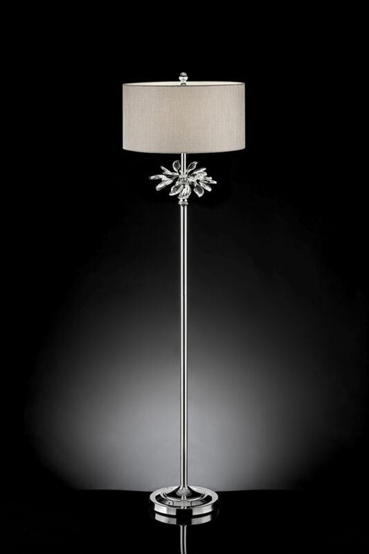 Silver Chrome Tall Floor Lamp with Starburst Crystals By Homeroots | Floor Lamps | Modishstore