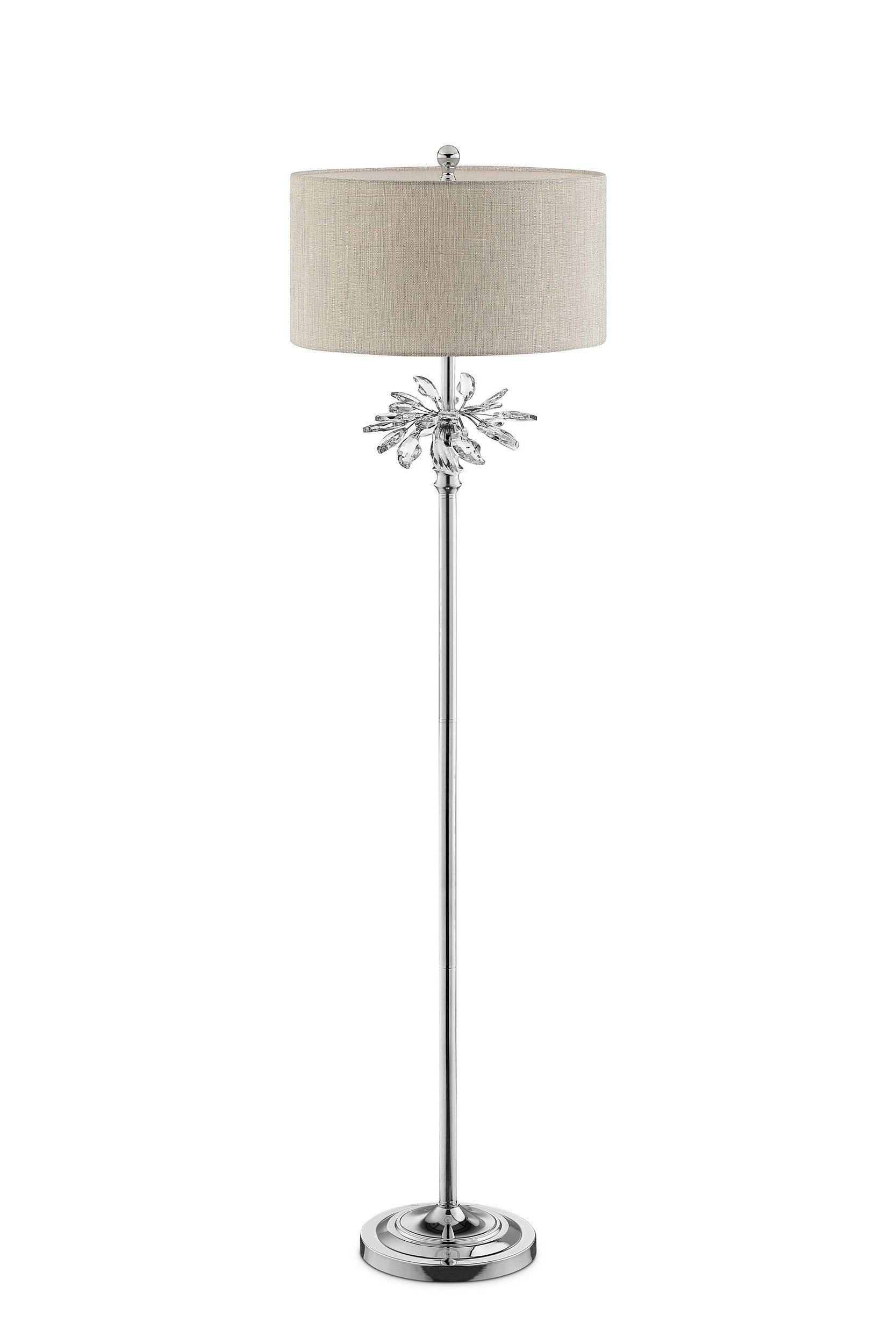 Silver Chrome Tall Floor Lamp with Starburst Crystals By Homeroots | Floor Lamps | Modishstore - 4
