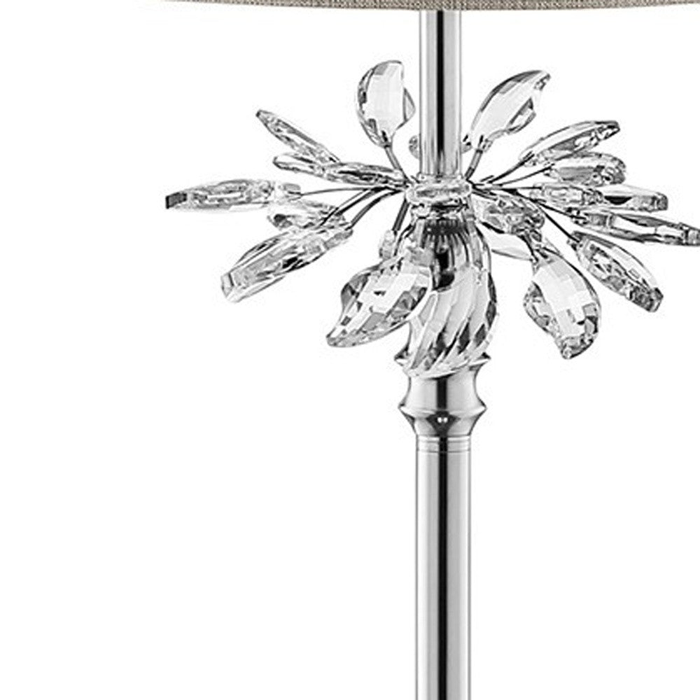 Silver Chrome Tall Floor Lamp with Starburst Crystals By Homeroots | Floor Lamps | Modishstore - 6