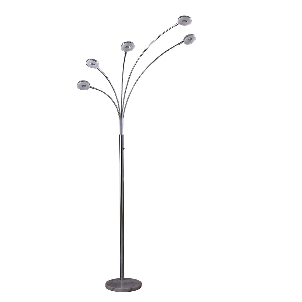 80" Silver 5 Light Contempo Arc LED Floor Lamp By Homeroots | Floor Lamps | Modishstore - 3
