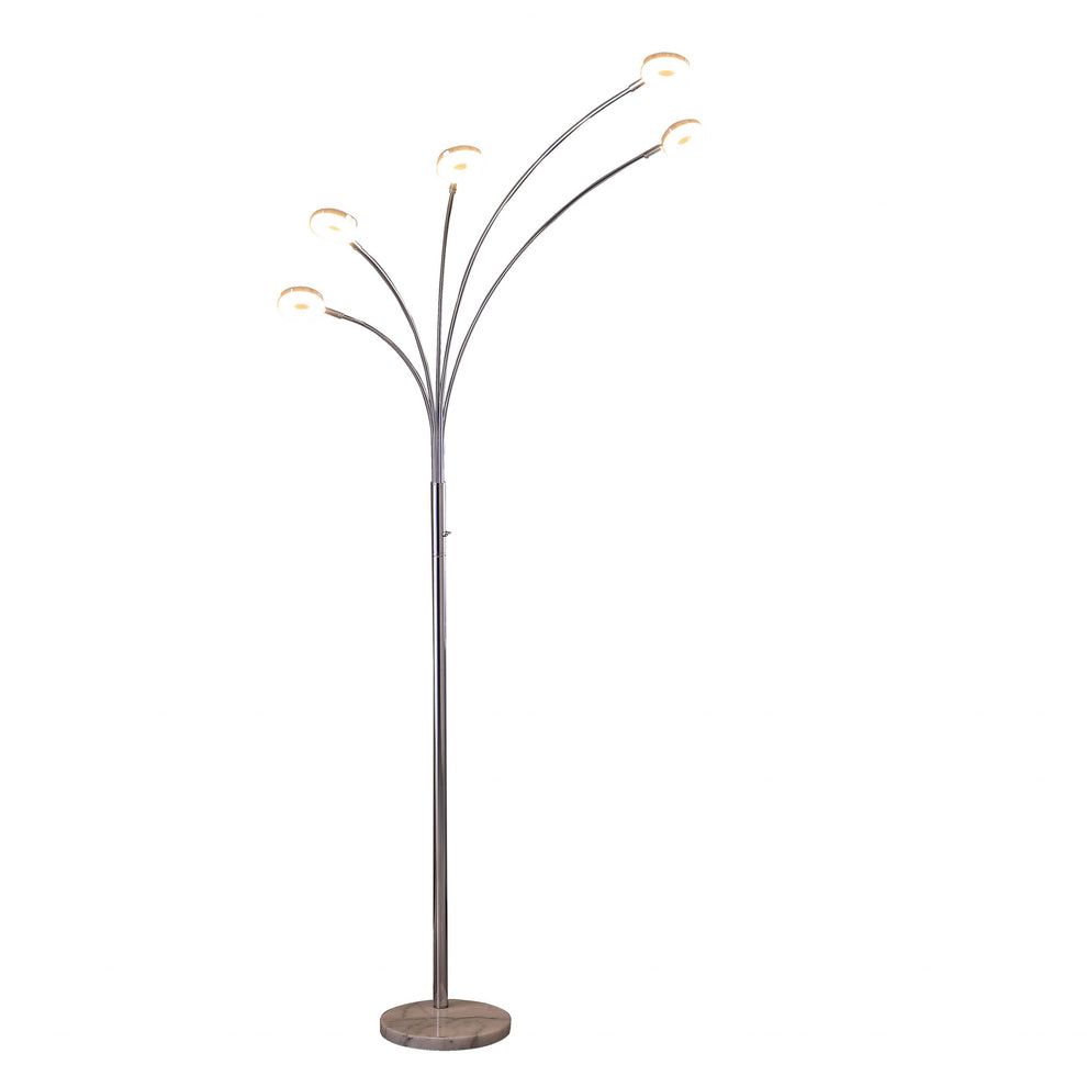 80" Silver 5 Light Contempo Arc LED Floor Lamp By Homeroots | Floor Lamps | Modishstore - 4