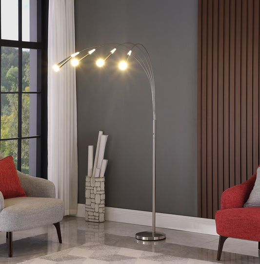 72" Nickel Four Lights LED Arc Floor Lamp By Homeroots | Floor Lamps | Modishstore