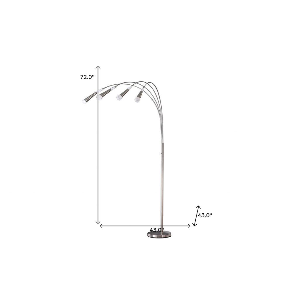 72" Nickel Four Lights LED Arc Floor Lamp By Homeroots | Floor Lamps | Modishstore - 6