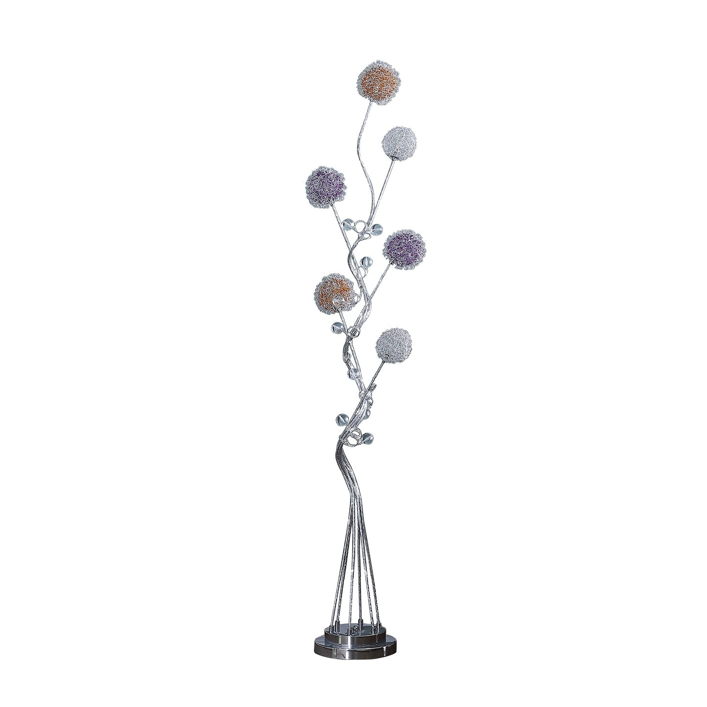 59" Steel Six Light LED Novelty Floor Lamp With Colorful Funky Floral Shades By Homeroots | Floor Lamps | Modishstore - 3