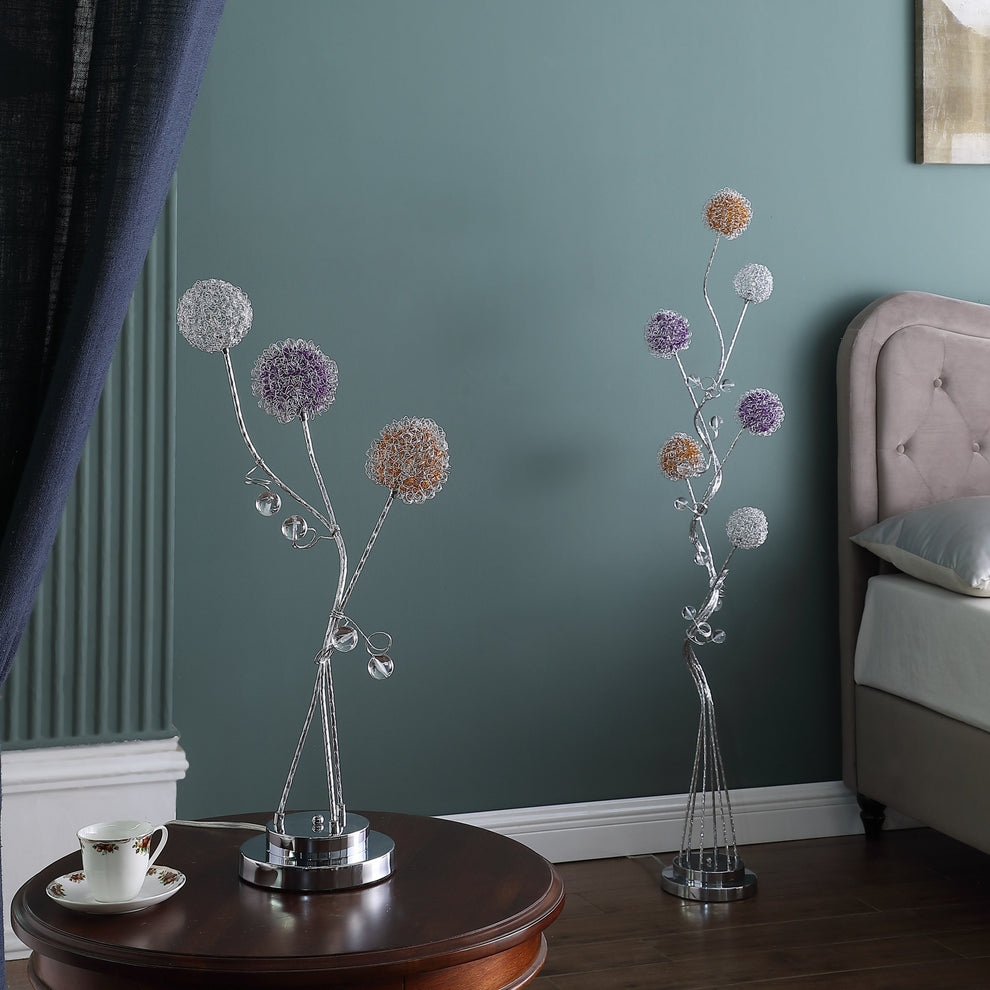 59" Steel Six Light LED Novelty Floor Lamp With Colorful Funky Floral Shades By Homeroots | Floor Lamps | Modishstore - 5