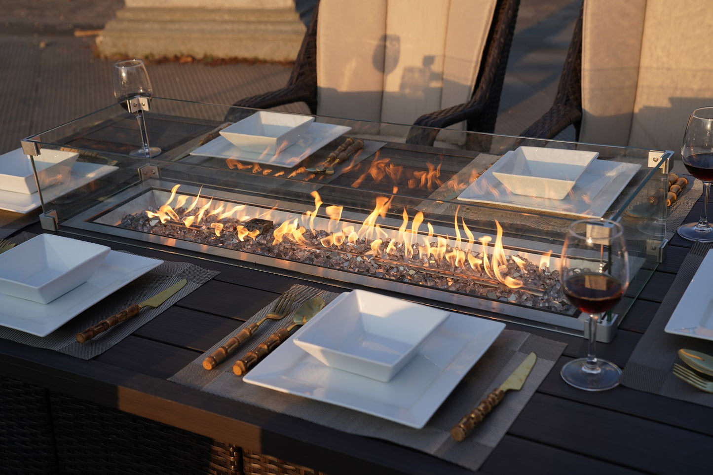 Brown Wicker Outdoor Patio Gas Fire Pit Table By Homeroots | FIRE PITS | Modishstore - 4