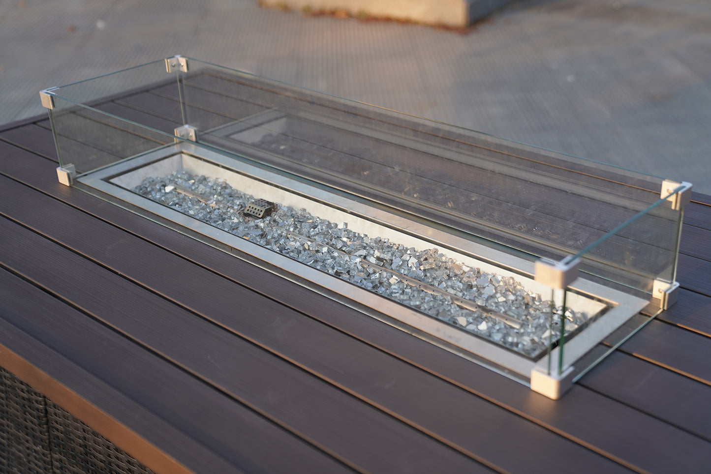 Brown Wicker Outdoor Patio Gas Fire Pit Table By Homeroots | FIRE PITS | Modishstore - 5