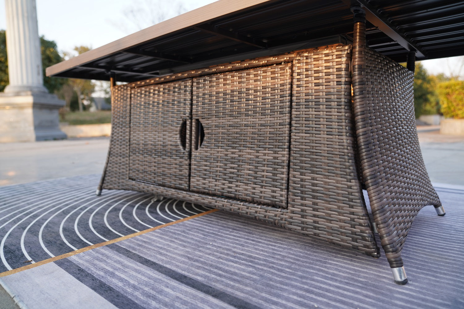 Brown Wicker Outdoor Patio Gas Fire Pit Table By Homeroots | FIRE PITS | Modishstore - 6