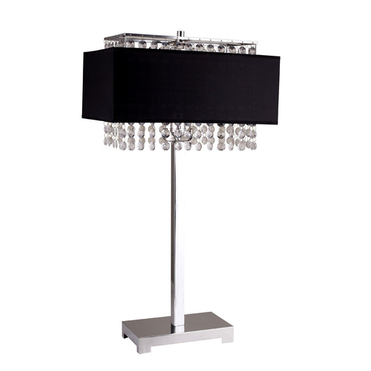 Bling Glam Black and Faux Crystal Rectangular Table Lamp By Homeroots | Table Lamps | Modishstore