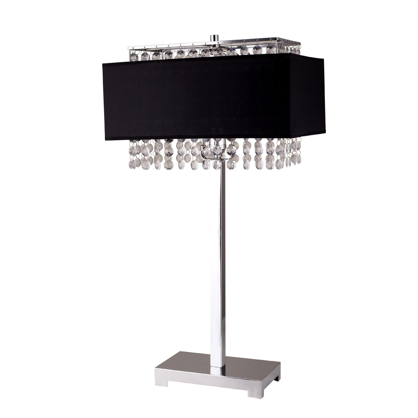 Bling Glam Black and Faux Crystal Rectangular Table Lamp By Homeroots | Table Lamps | Modishstore - 2