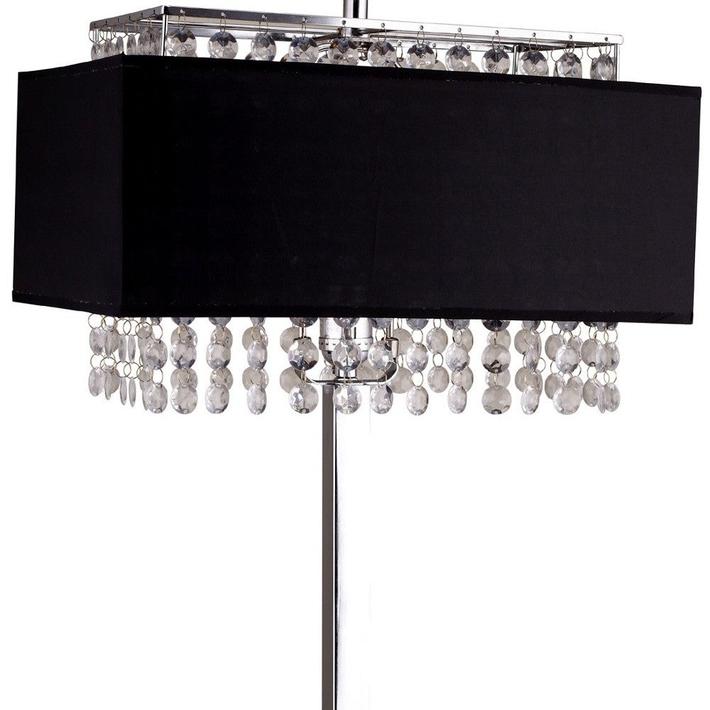 Bling Glam Black and Faux Crystal Rectangular Table Lamp By Homeroots | Table Lamps | Modishstore - 3