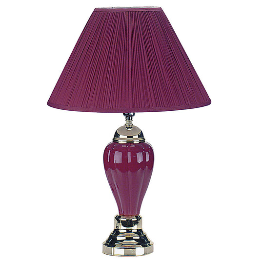Silver and Magenta Table Lamp with Magenta Shade By Homeroots | Table Lamps | Modishstore