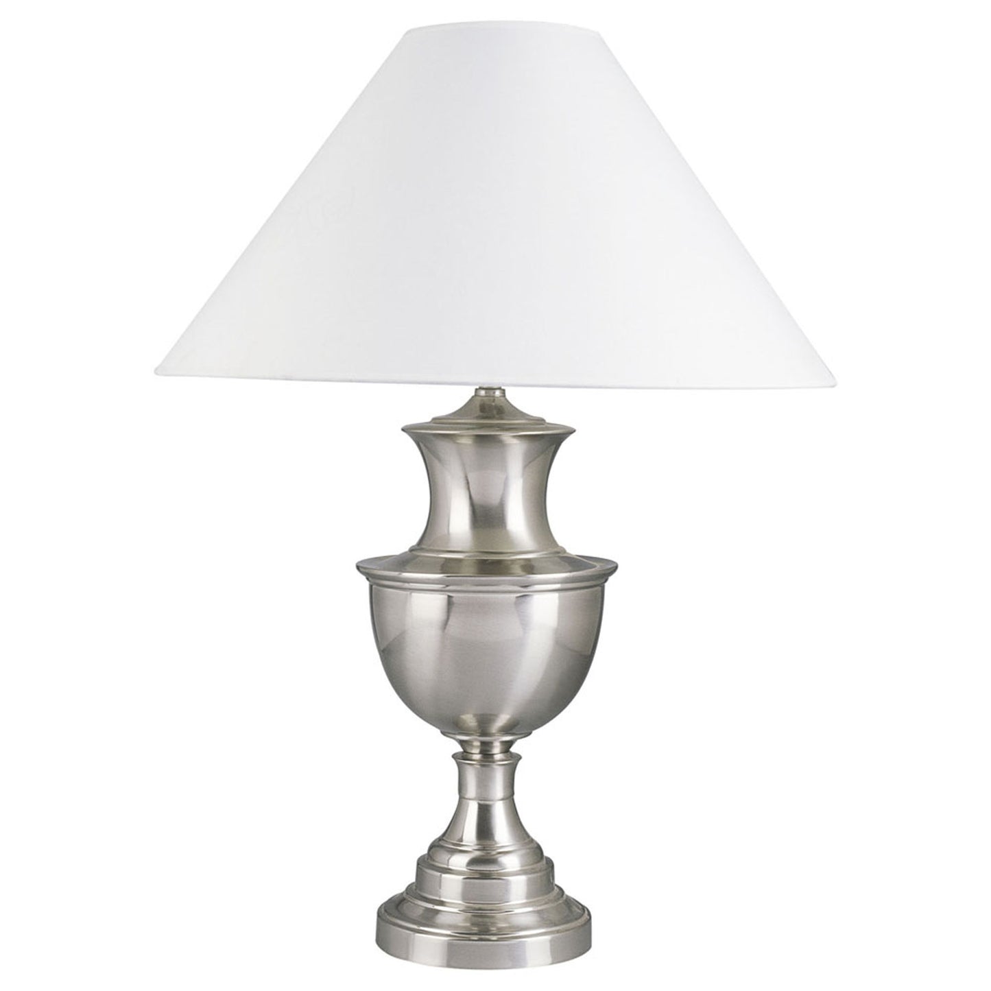 28" Nickel Metal Urn Table Lamp With White Classic Empire Shade By Homeroots - 468441 | Table Lamps | Modishstore