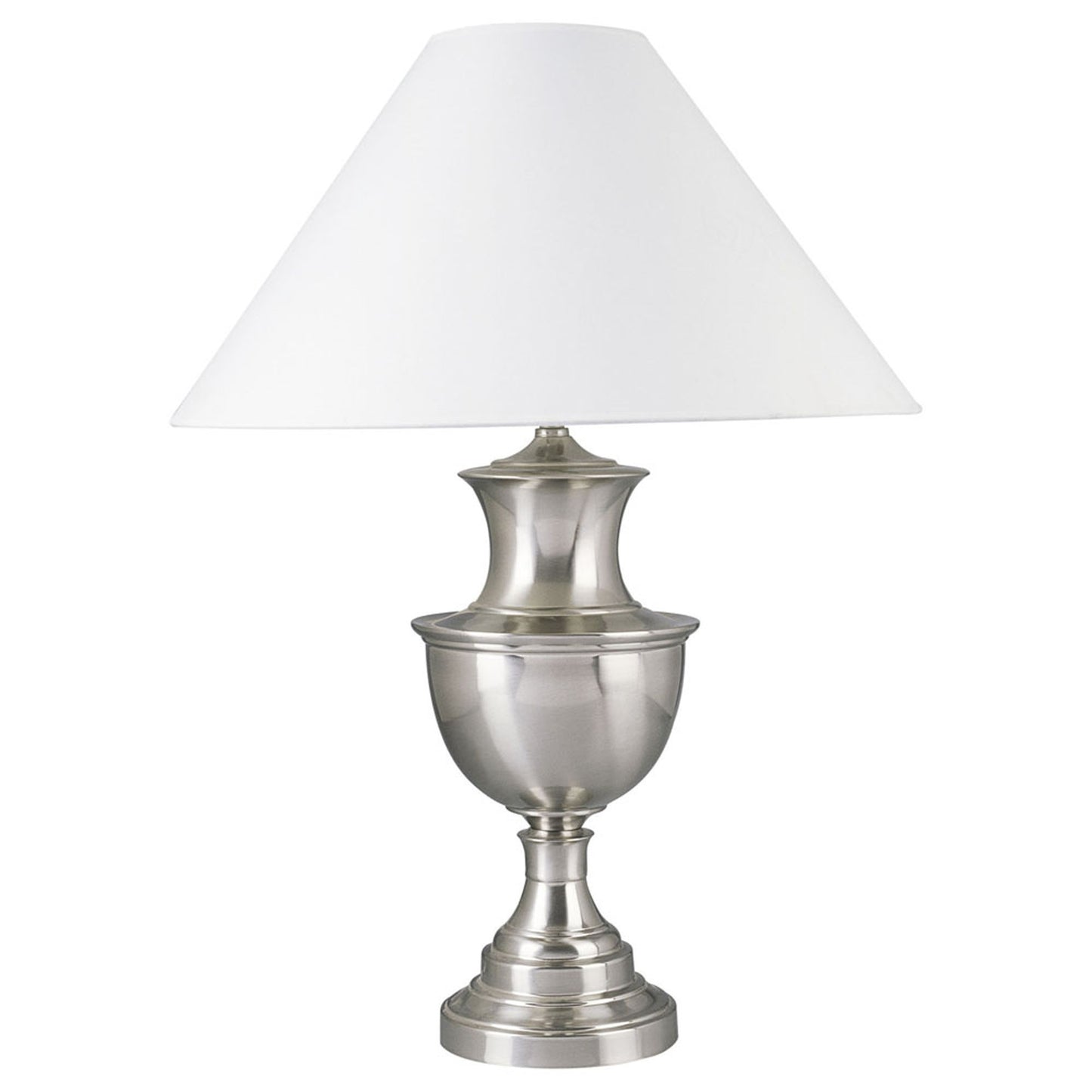 28" Nickel Metal Urn Table Lamp With White Classic Empire Shade By Homeroots - 468441 | Table Lamps | Modishstore - 2