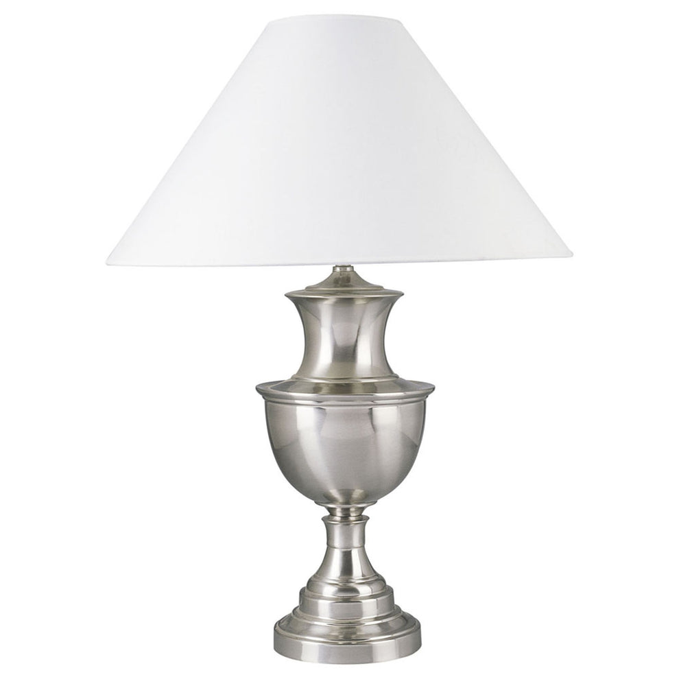 28" Nickel Metal Urn Table Lamp With White Classic Empire Shade By Homeroots - 468441 | Table Lamps | Modishstore - 3