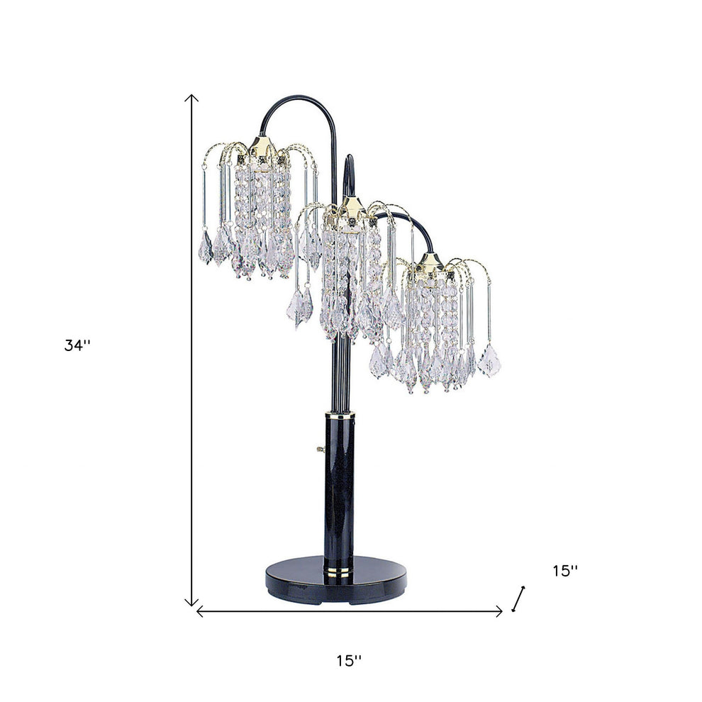 34" Black Metal Three Light Chandelier Table Lamp By Homeroots | Table Lamps | Modishstore - 6