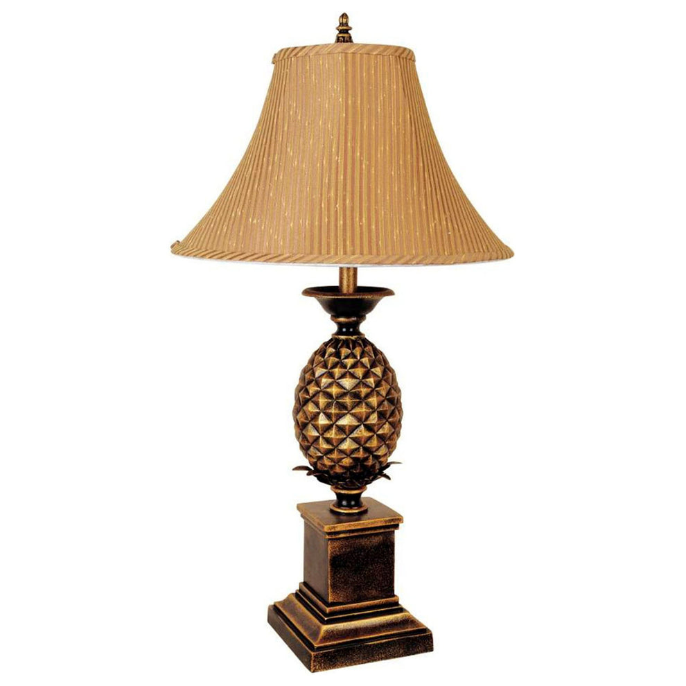 32" Gold Metal Pineapple Table Lamp With Gold Classic Empire Shade By Homeroots | Table Lamps | Modishstore - 2