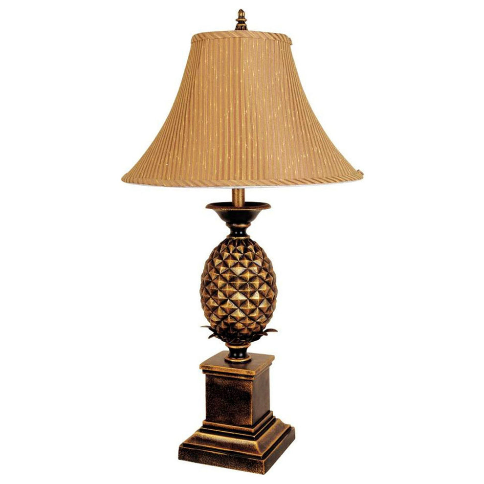 32" Gold Metal Pineapple Table Lamp With Gold Classic Empire Shade By Homeroots | Table Lamps | Modishstore - 3