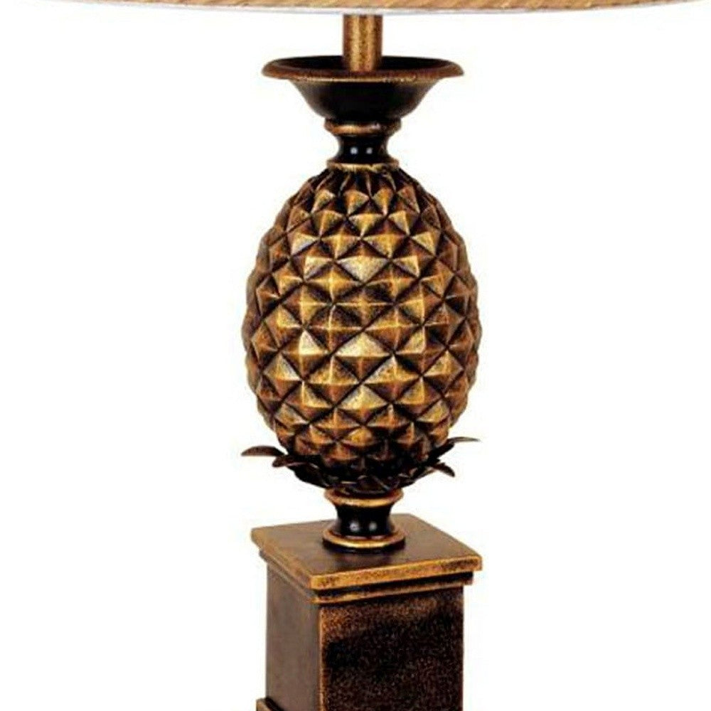 32" Gold Metal Pineapple Table Lamp With Gold Classic Empire Shade By Homeroots | Table Lamps | Modishstore - 3