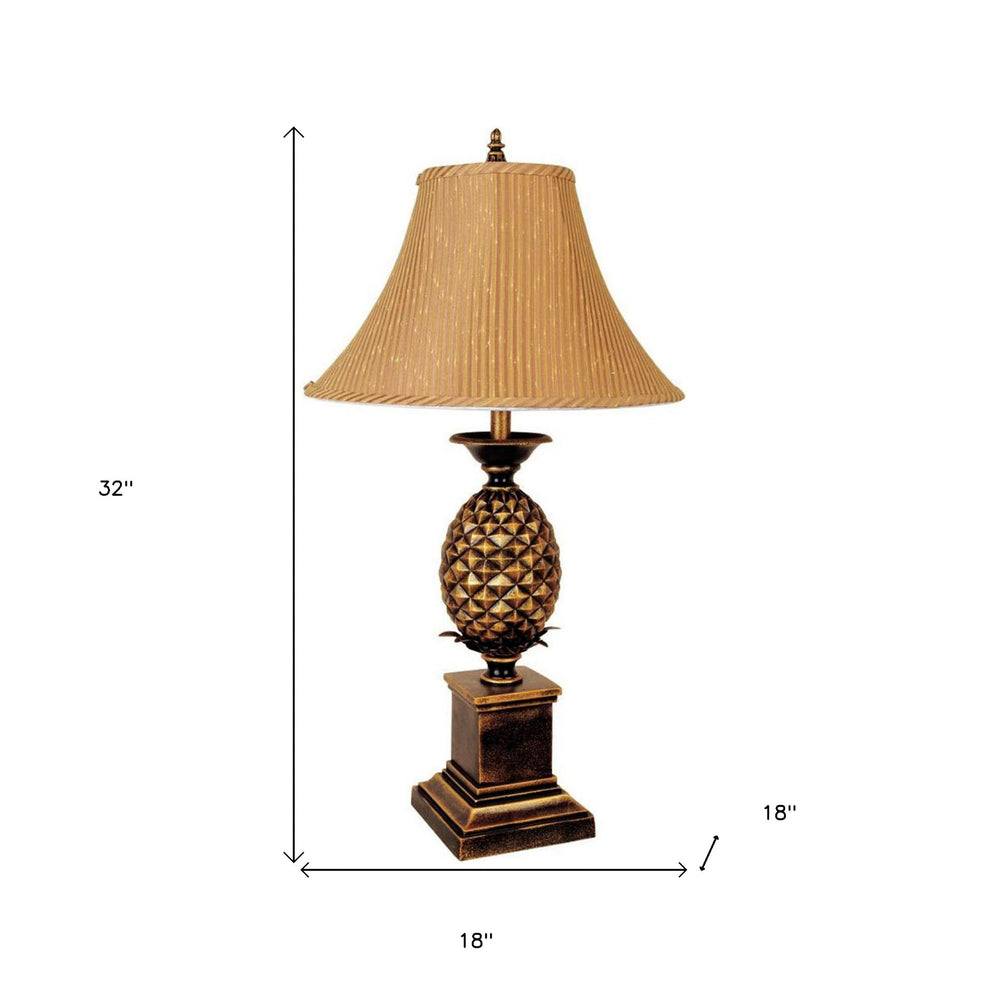32" Gold Metal Pineapple Table Lamp With Gold Classic Empire Shade By Homeroots | Table Lamps | Modishstore - 6