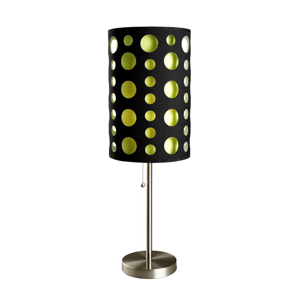 33" Silver Metal Mod Table Lamp With Black And Green Drum Shade By Homeroots | Table Lamps | Modishstore - 3
