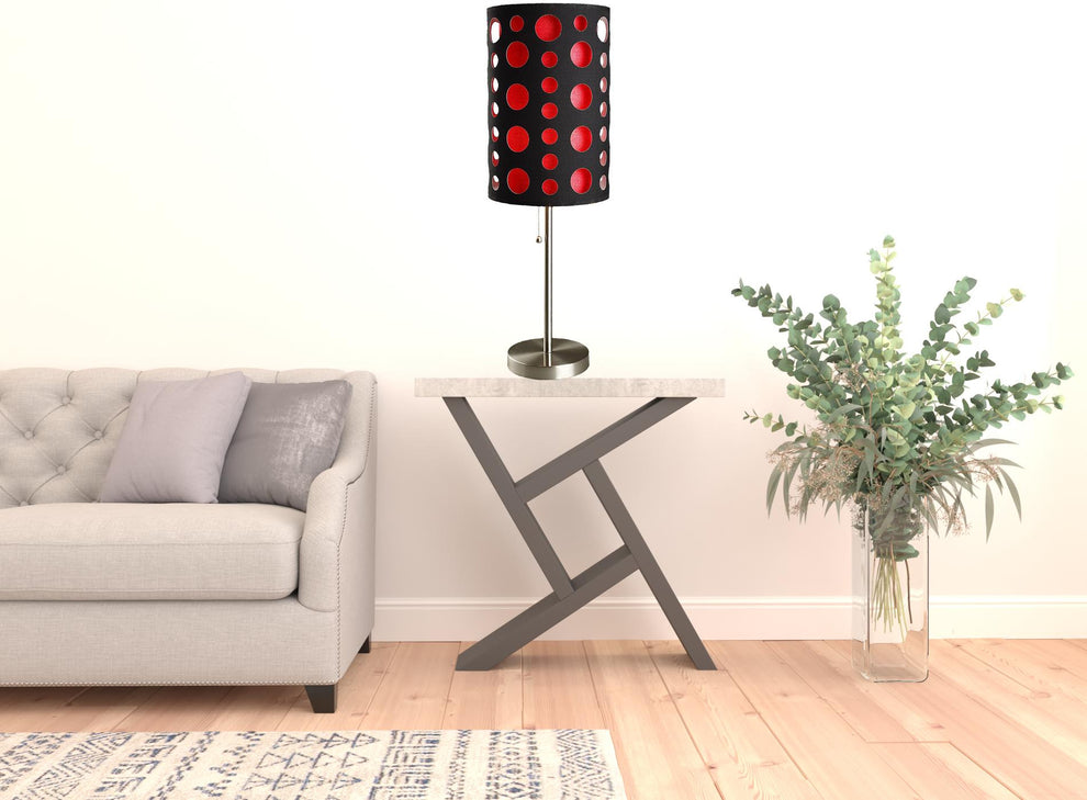 33" Silver Metal Mod Table Lamp With Black And Green Drum Shade By Homeroots | Table Lamps | Modishstore - 11