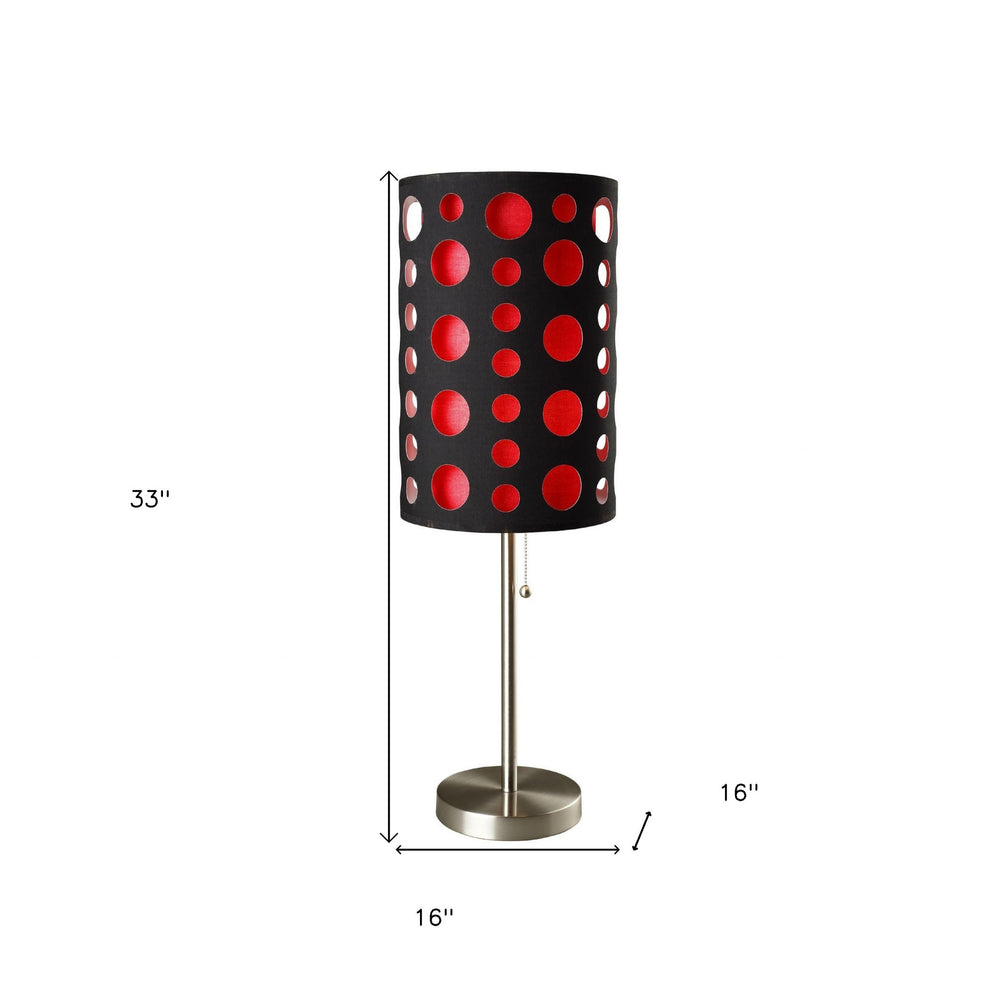 33" Silver Metal Mod Table Lamp With Black And Green Drum Shade By Homeroots | Table Lamps | Modishstore - 12