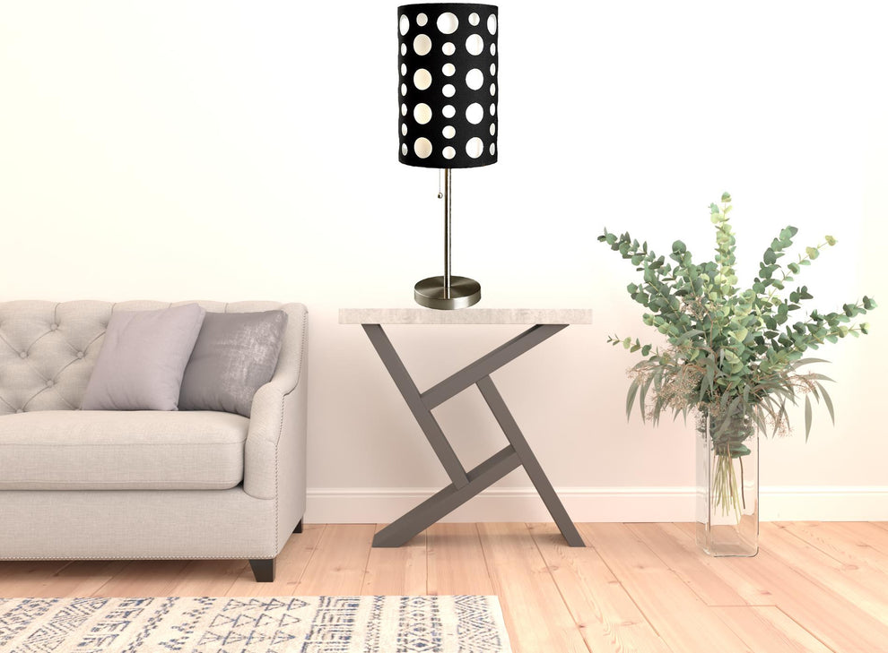 33" Silver Metal Mod Table Lamp With Black And Green Drum Shade By Homeroots | Table Lamps | Modishstore - 17