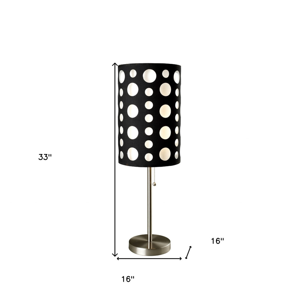 33" Silver Metal Mod Table Lamp With Black And Green Drum Shade By Homeroots | Table Lamps | Modishstore - 18