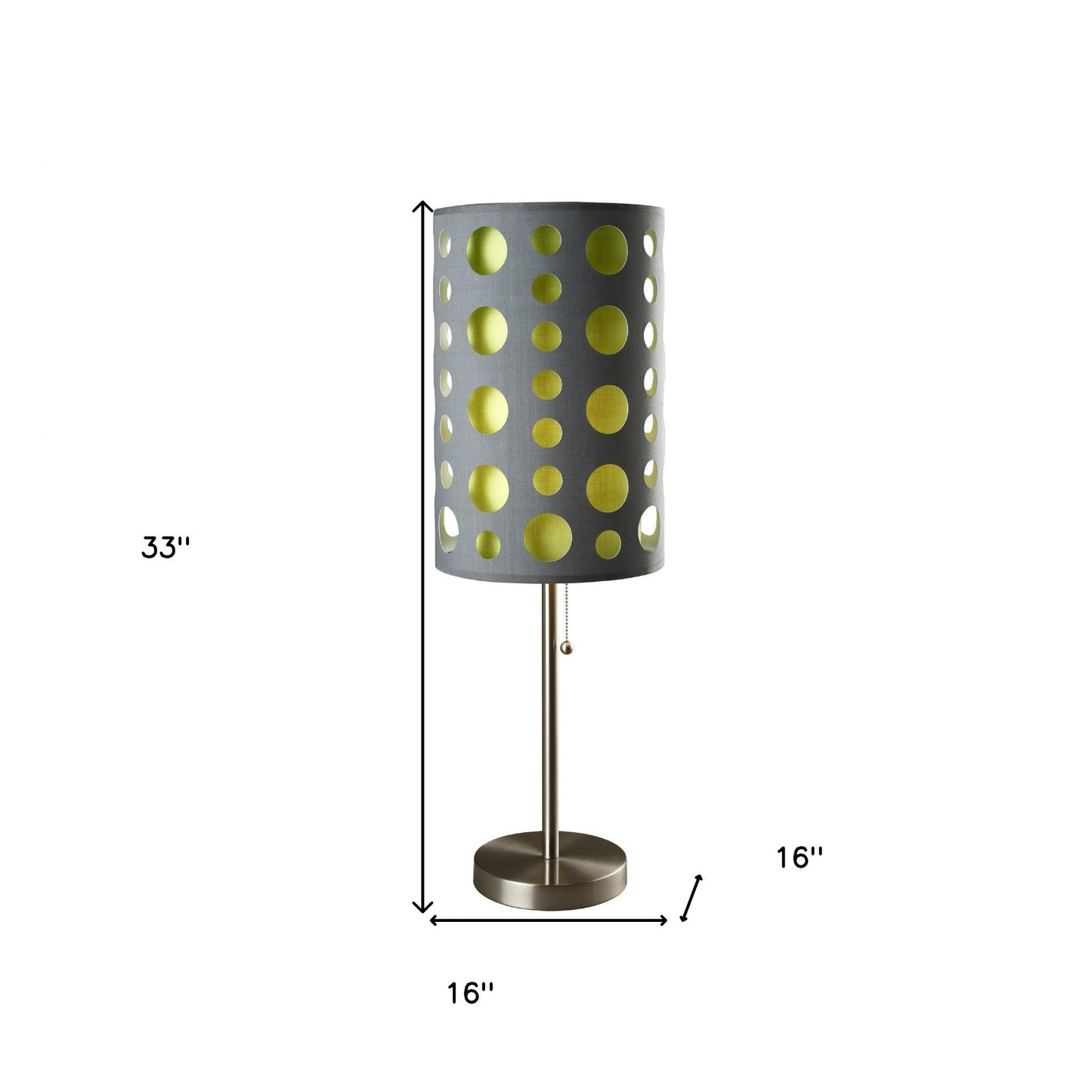 33" Silver Metal Mod Table Lamp With Black And Green Drum Shade By Homeroots | Table Lamps | Modishstore - 24