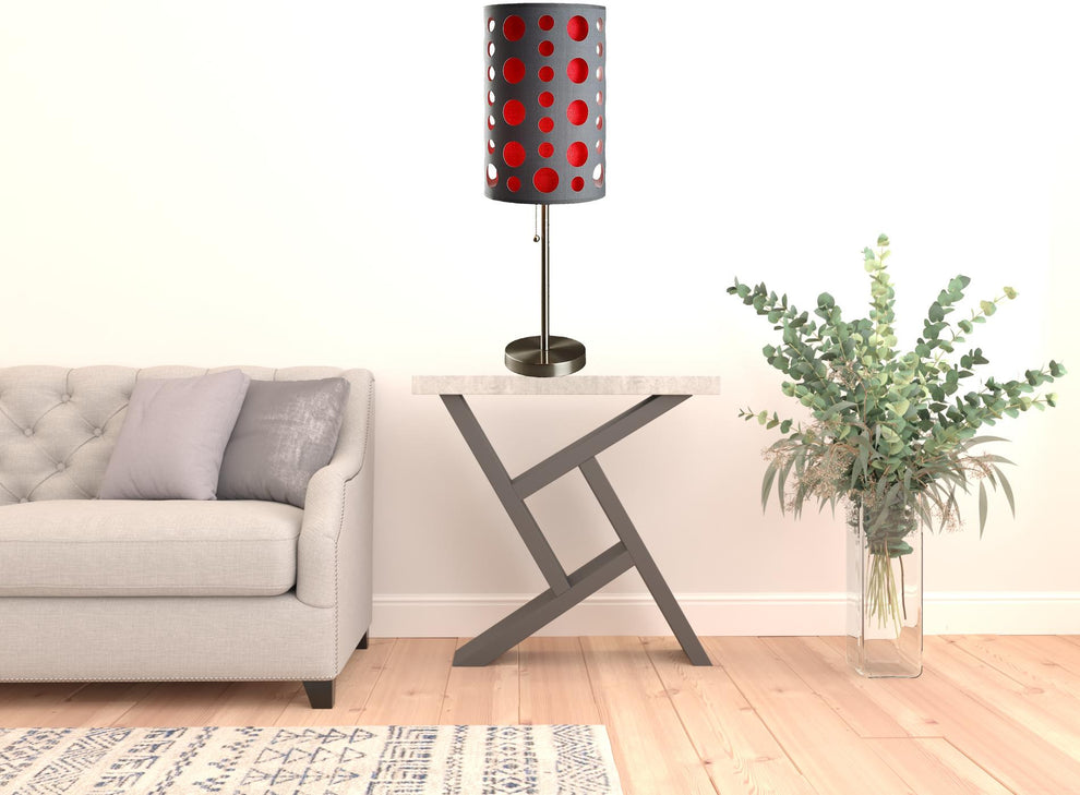 33" Silver Metal Mod Table Lamp With Black And Green Drum Shade By Homeroots | Table Lamps | Modishstore - 29