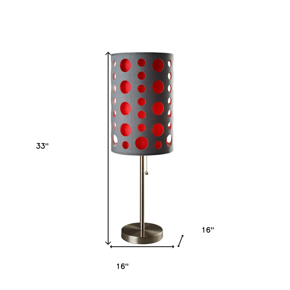 33" Silver Metal Mod Table Lamp With Black And Green Drum Shade By Homeroots | Table Lamps | Modishstore - 30