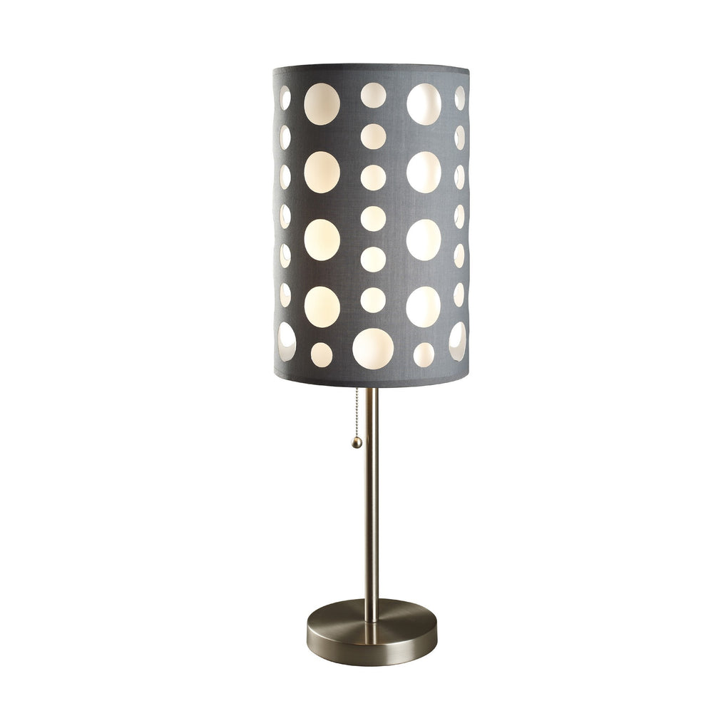 33" Silver Metal Mod Table Lamp With Black And Green Drum Shade By Homeroots | Table Lamps | Modishstore - 32